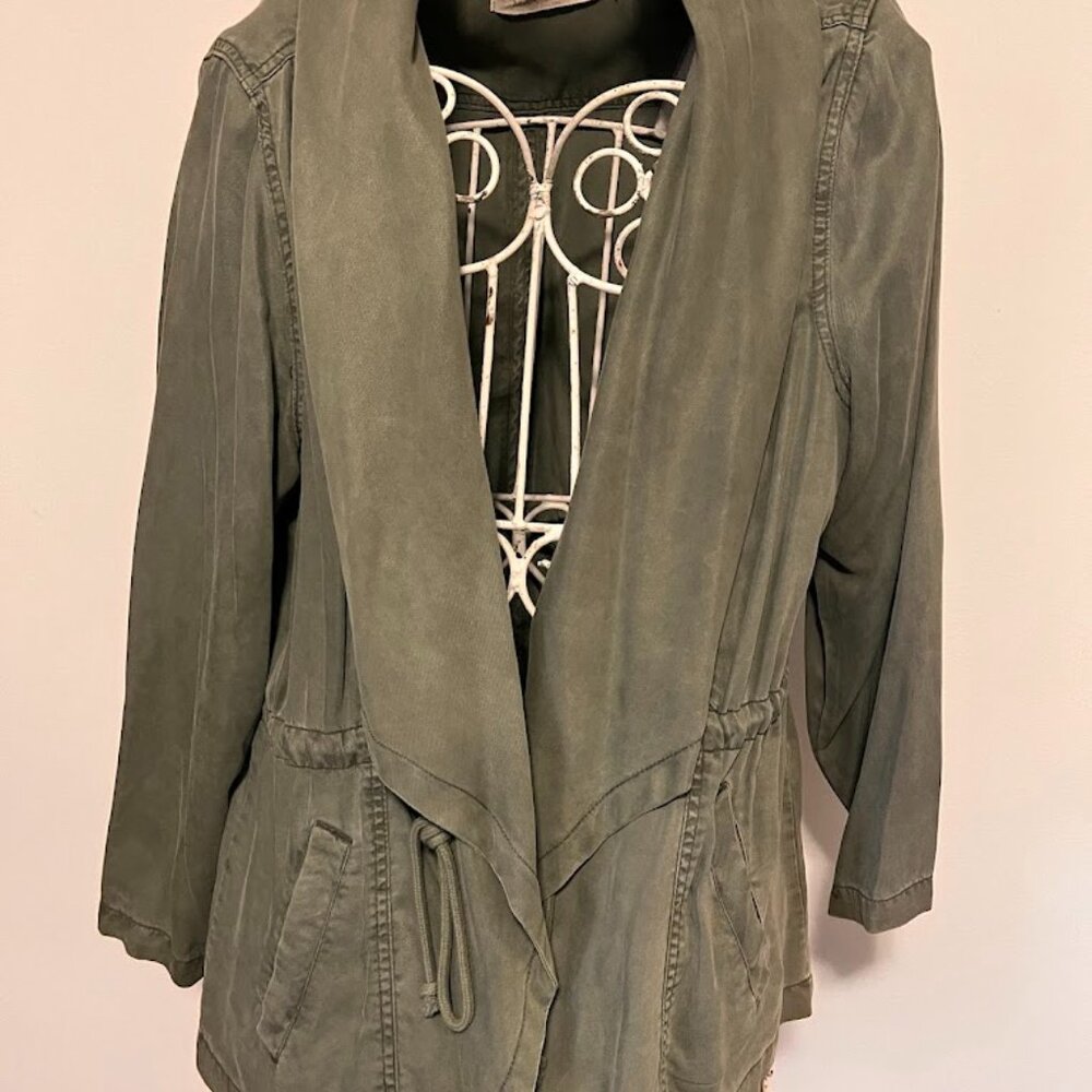 Olive Green Drape-Front Spring Jacket - image 1